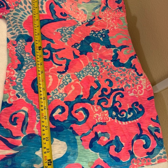 Lilly Pulitzer 100% Cotton Coral and Navy Long Sleeve Top Size Small - Picture 4 of 15